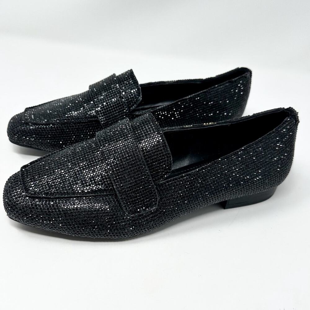 NEW Steve Madden Riski Black Rhinestone Studded Loafers, NEW, Size 6, MSRP $99